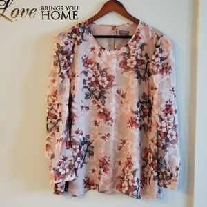 VINCE CAMUTO Long Sleeve Top with Floral Print